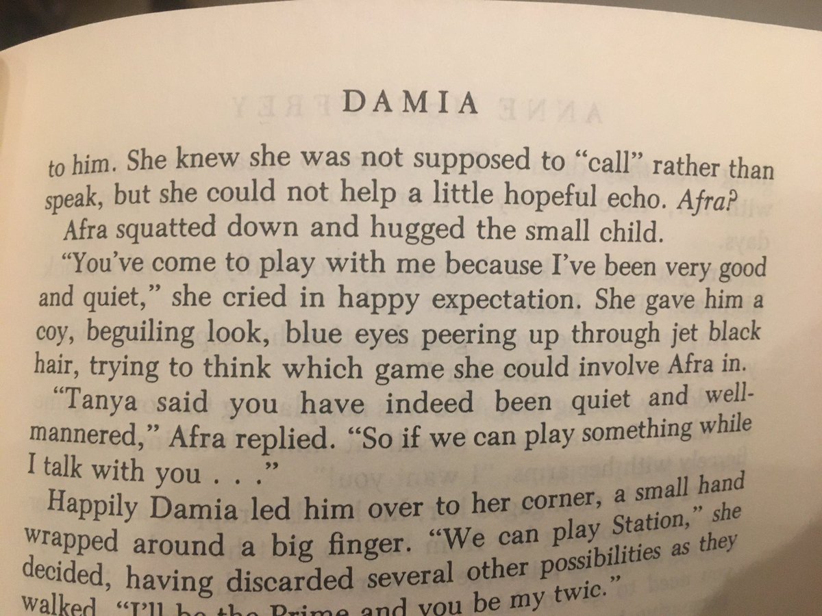 ...aaaand we’re back to the nonsense. Damia is TWO, the words “coy” and “beguiling” have NO PLACE BEING ANYWHERE NEAR HER