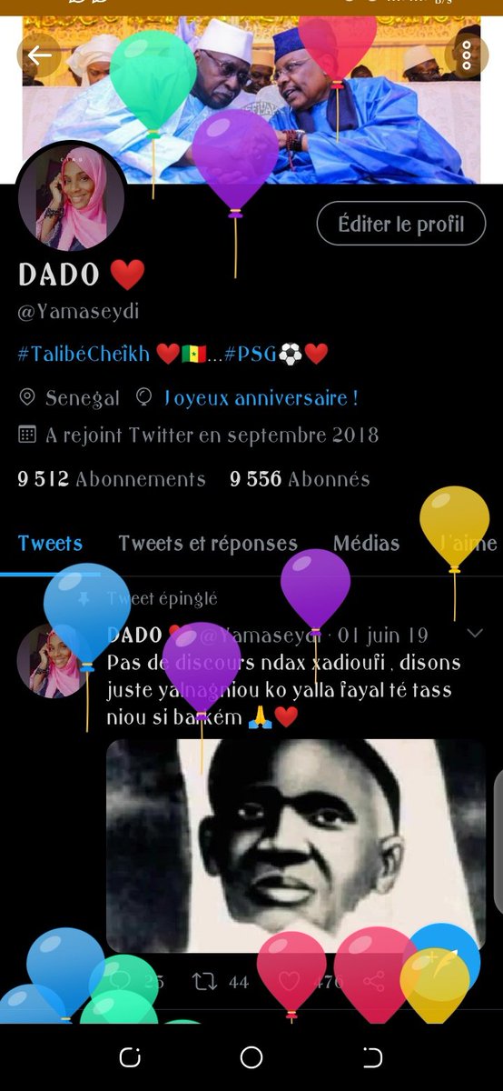 Yamaseydi's tweet photo. Al hamdou lilah 1an de plus 🎂🎊🎉 https://t.co/oF4364k2Ql
