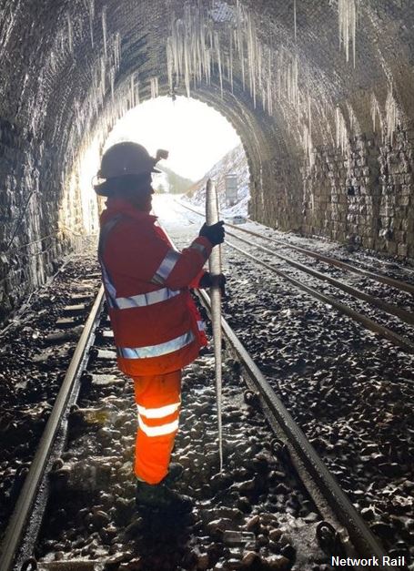 Special trains are being run through Blea Moor Tunnel, near Dent on the Settle to Carlisle line, to safely dislodge huge icicles that are nearly 5ft long