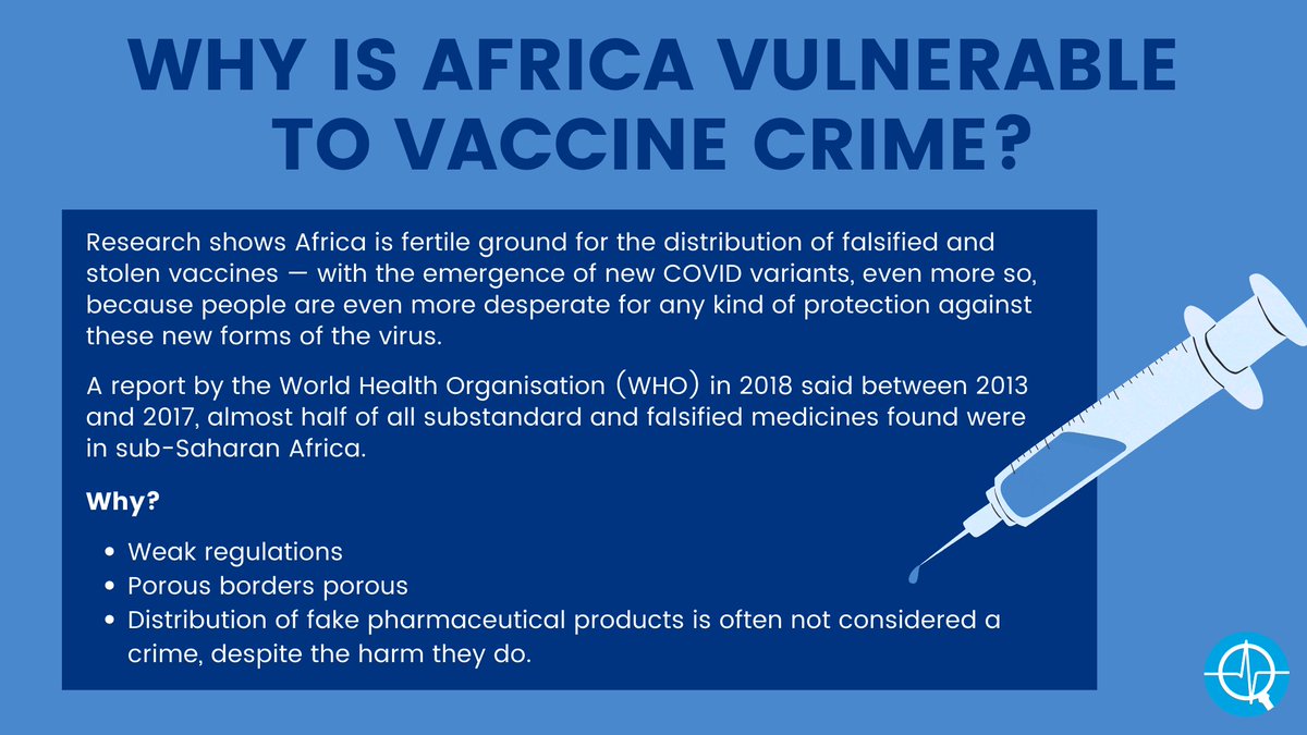 6. Why is Africa vulnerable to  #CovidCrime? In an analysis in November, the WHO warned that “Africa is far from ready for what will be the continent’s largest ever immunisation drive”.  https://bit.ly/2Z8H5bm 