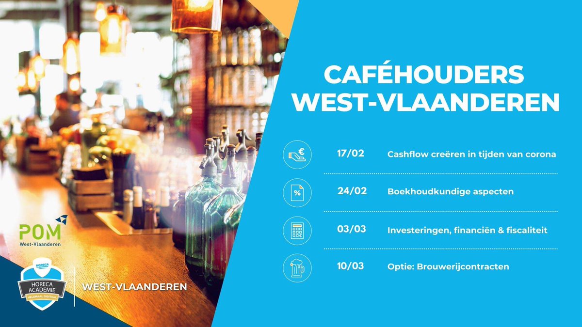 “Gratis voor alle caféhouders in West Vlaanderen” 👍🏻💙
Horeca Vlaanderen Regio West Vlaanderen &amp; Pom West Vlaanderen, West-Vlaamse cafés 🍻Schrijf je nu in. 💙

➡️ horecavlaanderen.be/academie/cafe-…
#webinar #horeca #horecaacademie #horecavlaanderen #horecawestvlaanderen #Pomwestvlaanderen