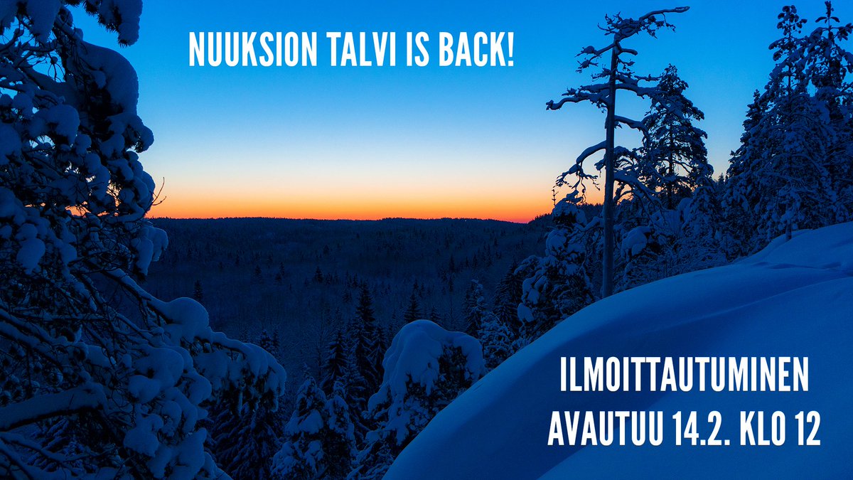 Nuuksion OMATOIMINEN talvipäivä -rogaining järjestetään 13.–14.3.2021.

Ilmoittaudu ajoissa, paikkoja on rajoitetusti!

metsareitti.net/nuuksion-talvi…

#NTR2021 #nuuksiontalvi #nuuksio #lumi #oujee