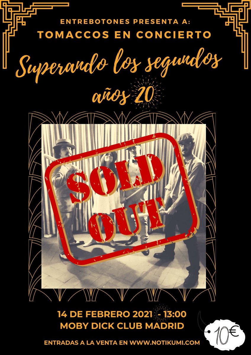 📡¡ENTRADAS AGOTADAS!📡
Nos hace especial ilusión colgar este cartel ahora, ver cómo os volcáis con las salas, con las bandas, con la #culturasegura .
Gracias, gracias y gracias!🙏
Nos vemos el domingo!

#tomaccos #entrebotones #show #concierto #conciertoenmadrid #mobydickclub