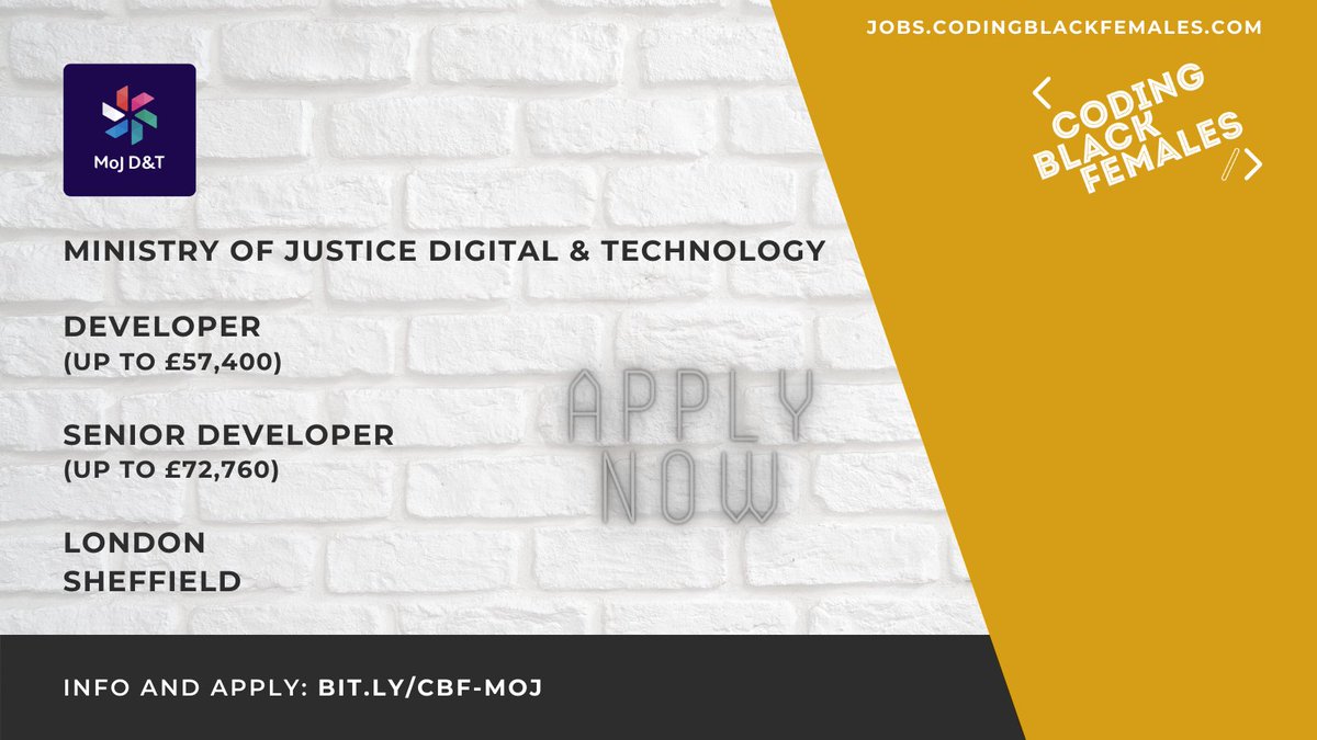 codingblackfems's tweet image. Looking for a new role?! @Justice_Digital are hiring Developers and Senior Developers in #London and #Sheffield. This is a great opportunity! 
Apply: bit.ly/cbf-moj
1 week to go before applications close!
#hiring #opentowork #blacktechtwitter #womenintech