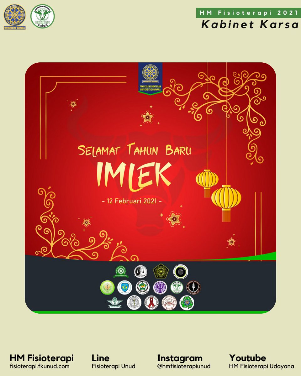 [SELAMAT TAHUN BARU IMLEK 2021]

Himpunan Mahasiswa Fisioterapi Fakultas Kedokteran Universitas Udayana mengucapkan Selamat Tahun Baru Imlek 2021🧧.

#HMFisioterapiUnud
#HMFisioterapiKARSA