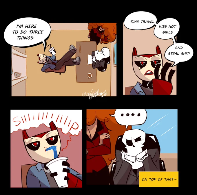 Comic Commission for shayde-n-friends on Tumblr of his OC Ajax at Reaper High! 