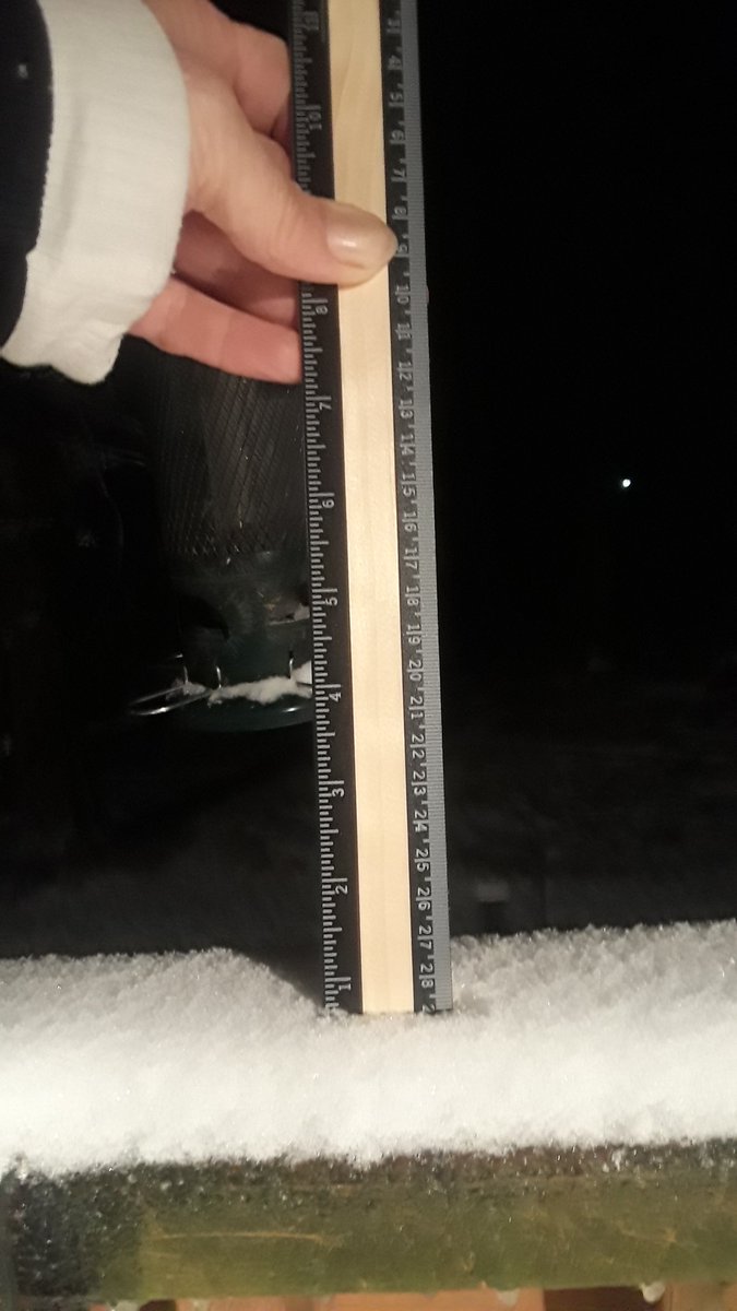 tommegma's tweet photo. Snow total at 11.50pm, 7 miles N of Battle Ground at about 582ft.
It's still snowing.
And an optical illusion. It's a footprint, obviously, but looks like it stands out, not like an imprint.
@NatashaKOIN6 @JosephForecast
#weather #snow #cold #winter #SnowTotal #pnw #illusion https://t.co/Wo3LZ6dSKu