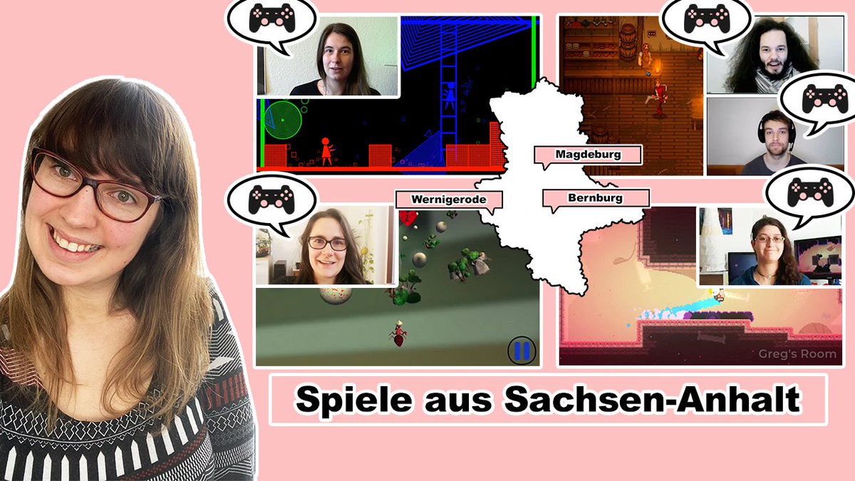 JohannaDaher's tweet photo. Neues #YouTube-Video! 😍🎉 Dieses Mal schauen wir auf die Games-Branche in @sachsenanhalt! 4 Game-Studios erzählen von ihren Spielen – mit dabei: @AntBottled @foxed_art @J2D_Interactive @MoonlitMonitors! 🎮💻
➡️🎥: https://t.co/3TfPdNKtP6 
#gamedev #indiedev https://t.co/oQzhqGRR2D