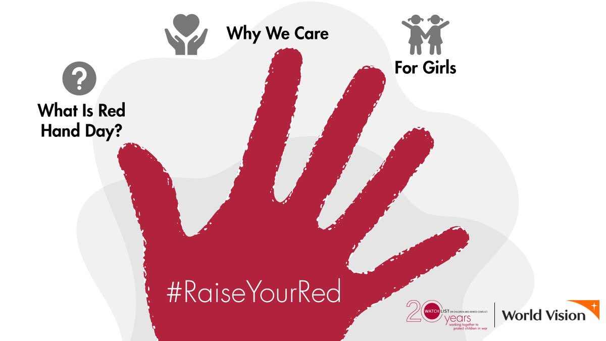 Join the fight against the use of child soldiers #RaiseYourRed #RedHandDay #ItTakesAWorld