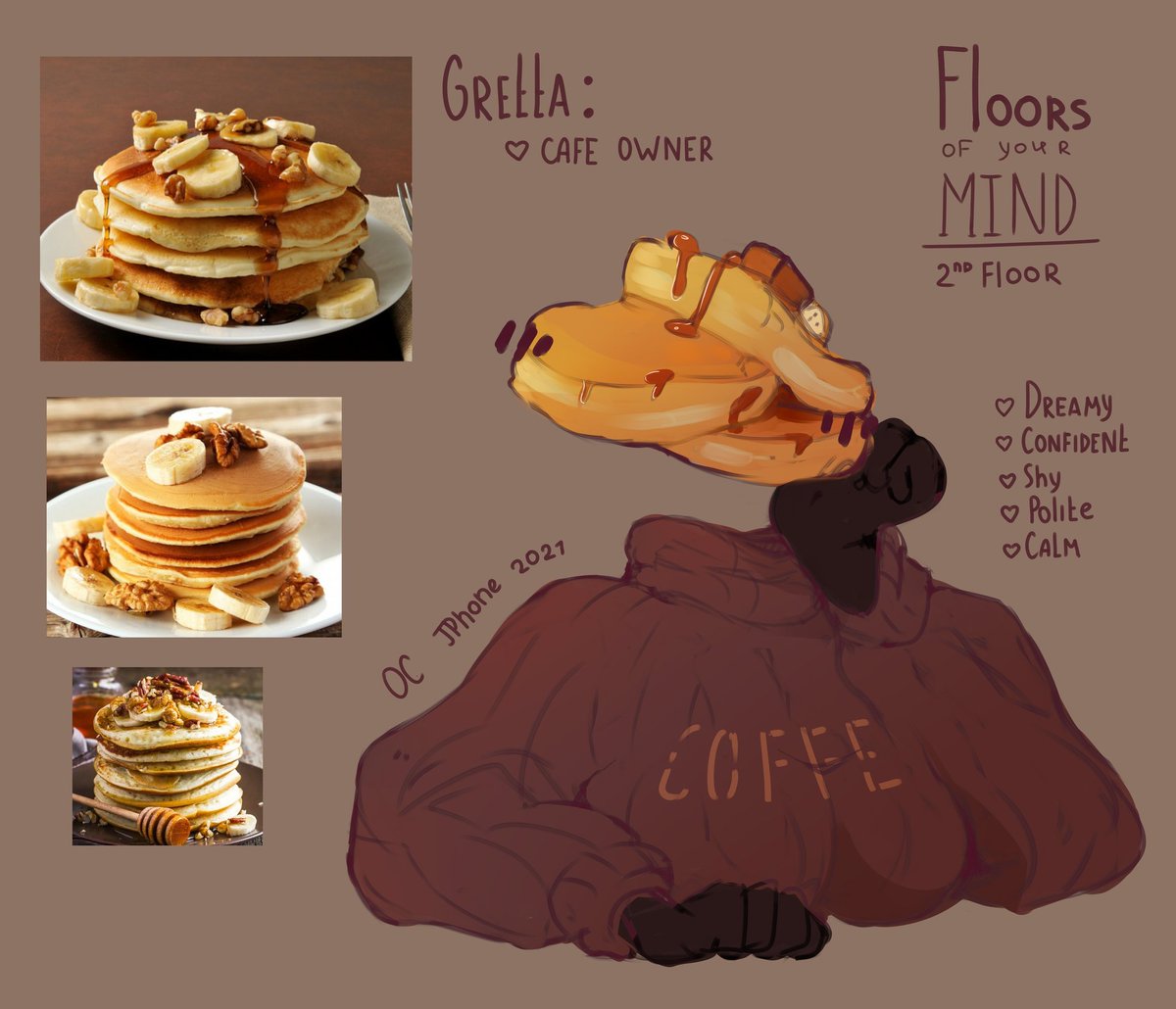 TimeJphone's tweet photo. It is Gretta!

She's a confident Cafe owner!
2nd floor.
Fussy lush bun. She loves order and clear plans. For her, any task is doable. A strong woman. 

#JP_Art #OC https://t.co/rkVa5AT6ux