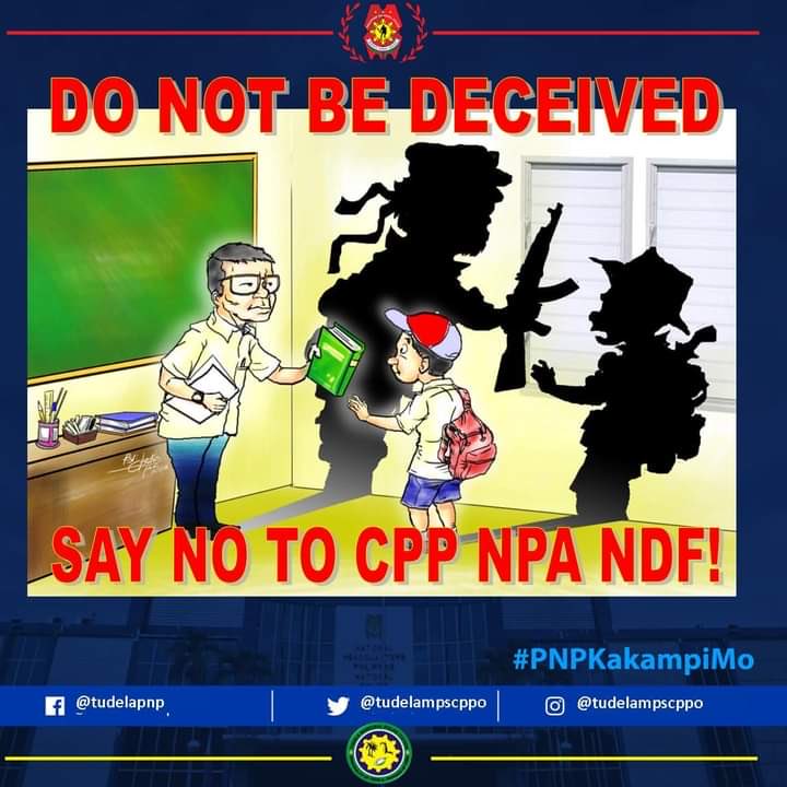 CarwynCandila_'s tweet photo. Our teachers, yes, our teachers in elementary and high school are being tagged as NPA recruiters for educating students.

Inilalantad nito ang layunin ng AFP-PNP sa kabataang Pilipino—na h'wag tayong mag-aral at mamulat, dahil ito, para sa kanila, ay terorismo. 🤢 https://t.co/YsDayBtuXW