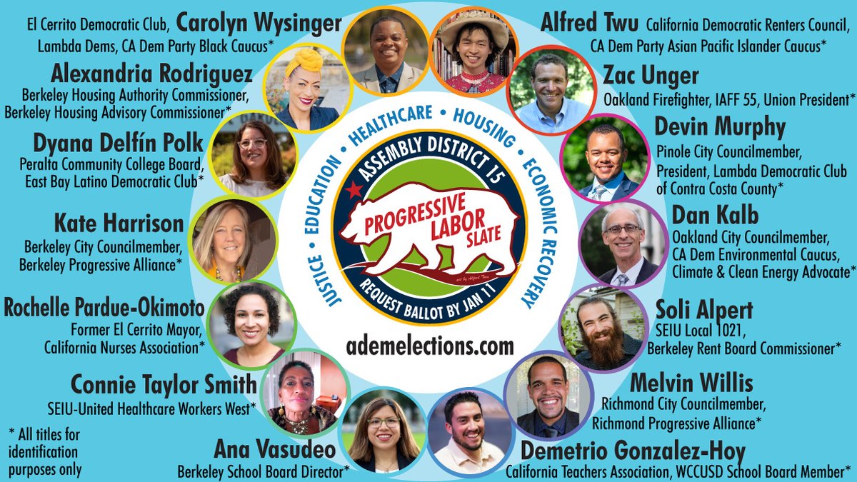 Assembly District 15 in the East Bay is my home district, and I'm happy to report that the Progressive Labor Slate won 14 out of 14 seats in the AD15  #ADEM election.  https://adem.cadem.org/assembly-districts/ad-15/