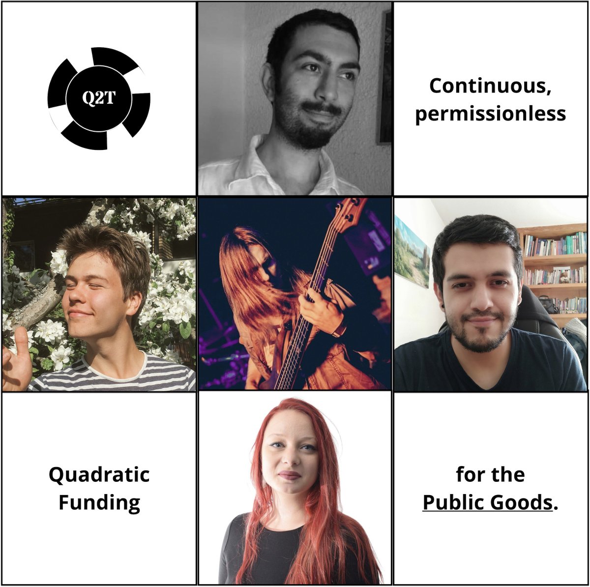 Q2T_fund's tweet photo. A special thanks to to @marczeller (@AaveAave) and @PatrickAlphaC (@chainlink) for their support at #MarketMake @ETHGlobal.
Glad to have you with us on this (permissionless) journey - let's make Public Goods cool again 😎 https://t.co/mAQU4mpUZU