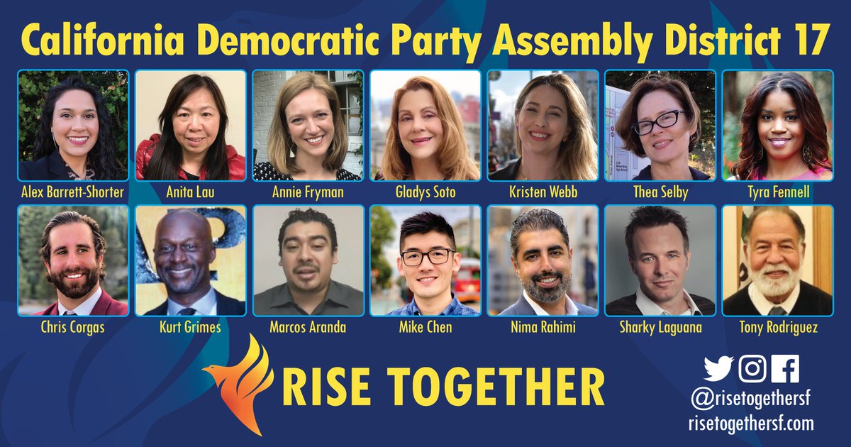 San Francisco's west side has typically had one of the highest voter turnouts of any district in the  #ADEM elections. This year was no different in Assembly District 17, with the AD17 winners - the  @risetogethersf slate - getting over 1,300 votes.  http://risetogethersf.com 