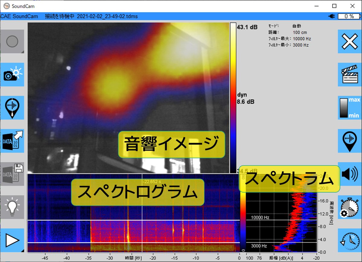 systemplus_JP's tweet photo. 【ブログ更新】音響カメラを使い音源を特定する場合のポイントを複数回に分けて投稿します。第1回目はスペクトログラムや周波数フィルタに関してご紹介しています。
https://t.co/S6GrmzXi5S
#SoundCam #音響カメラ https://t.co/iXMJiGMU5r