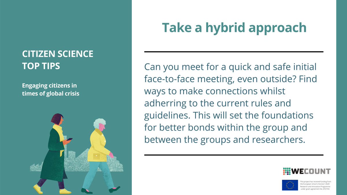 WecountH's tweet photo. #Covid19🦠poses challenges for #CitizenScience, but there are solutions!💡
Online and hybrid approaches can keep citizens active and engaged💻
Read more about @WecountH's #CitizenScienceTips
here➡️https://t.co/5VT1Jsvb4q https://t.co/Z0QOctWrJV