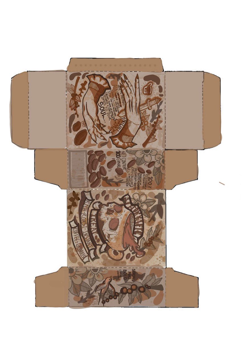 beespirit98's tweet photo. Thought I’d share my own design packaging I had made from previous project ! Decided to create an coffee box that has this kind of vintage “ sailor Jerry “ atmosphere!  All created and designed on @Adobe ! Too see more please follow my art account on Instagram ( beespirit98) ❤️❤️ https://t.co/VoxojkrQ7P