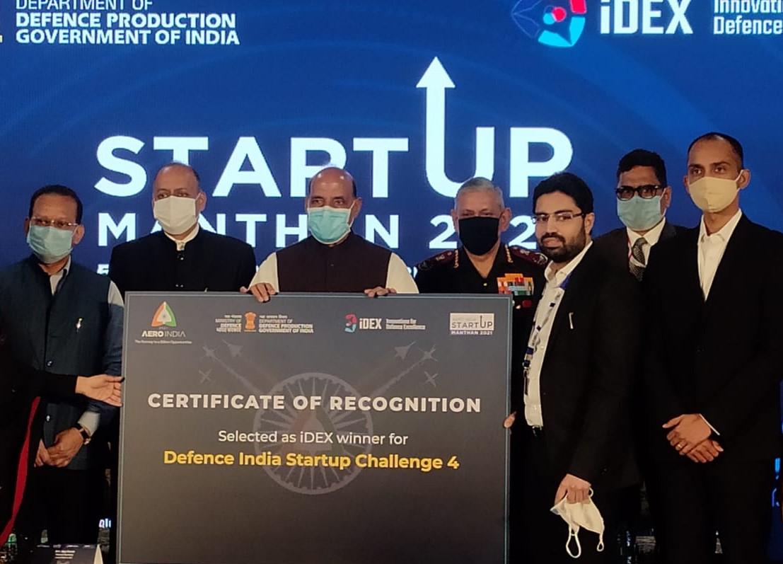 Proud to be selected as 1 of the winners of  <a href="/India_iDEX/">iDEX DIO</a> #DISC4 at <a href="/AeroIndiashow/">Aero India</a>, felicitated by Hon. #RM <a href="/rajnathsingh/">Rajnath Singh</a> <a href="/sjaju1/">Sanjay Jaju</a> <a href="/drajaykumar_ias/">Ajay Kumar</a> #cds. Thanks <a href="/iitdelhi/">IIT Delhi</a> &amp; @_fitt2014, <a href="/ramgopal_rao/">V. Ramgopal Rao, Ph.D.</a>, #dranilwali for supporting us on this journey of innovative #AatmanirbharBharat🙏