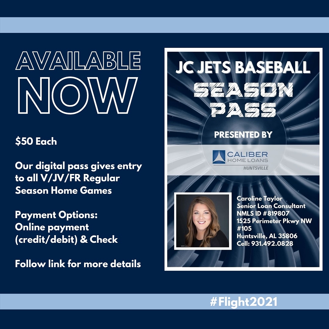 JCJetsBaseball's tweet photo. All the cool kids are doing it....buy your JC Jets Baseball 2021 Season Pass presented by Caroline Taylor of Caliber Home Loans-Huntsville! Follow the link for more information and purchase yours today! https://t.co/6B1BvKaxnT
#BeACoolKid #WatchAllTheJetsBaseball #Flight2021 https://t.co/CK0k4zqKqc