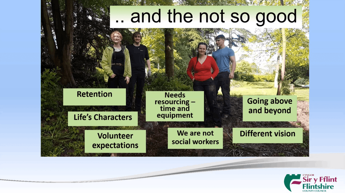 apseevents's tweet photo. 🥳 Let’s Cheer for Volunteers! 🥳
Helen Mrowiec - Countryside Sites Team Leader @FlintshireCC - explains how her Council has benefitted enormously from engaging with volunteers #apsestreets https://t.co/kLBlVDHb0p