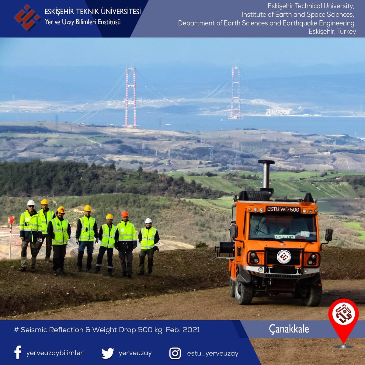 yerveuzay's tweet photo. Sismik Yansıma Yönteminin 500 kg ağırlık düşürmeli sismik enerji kaynağı kullanılarak uygulanması, #Çanakkale, 10 Şubat 2021
#eskişehirtekniküniversitesi #seismicreflection #geophysics https://t.co/Gj1nSq4OjN