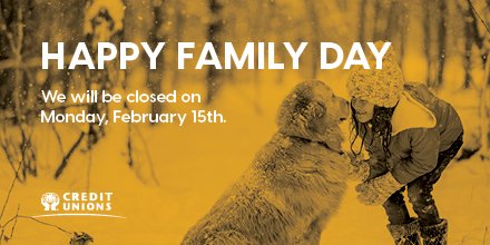 ProgressiveCU's tweet image. Wishing our Members a safe and relaxing Family Day long weekend and happy Valentine&apos;s Day ❤.  A reminder that we will be closed on Monday, February 15.  #HonestMoney