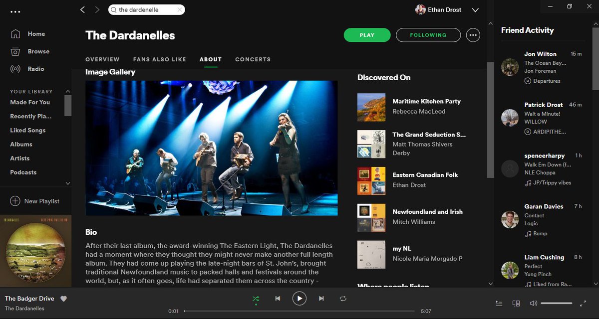 Does having one of my playlists on an artists Discovered On list make me an influencer? <a href="/TheDardanelles/">The Dardanelles</a>
