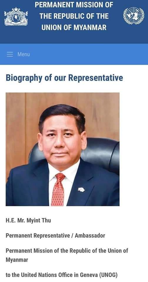 UN envoy Myint Thu ignored the current situation in Burma and lied in defense of the coup d’état. 

Therefore, Myint Thu was declared a traitor to the country from now on. 

#Lier_MyintThu
#Traitor_MyintThu
#GoFuckYourself