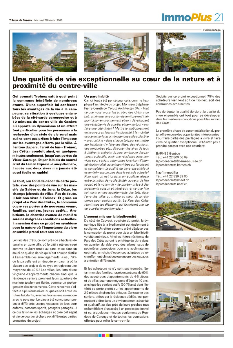 Tout l'immobilier et La Tribune de Genève consacrent deux très beaux articles au projet #leparcdescrets à #Troinex

Tout l'immobilier and la Tribune de Genève devoted two very beautiful articles about #leparcdescrets in #Troinex