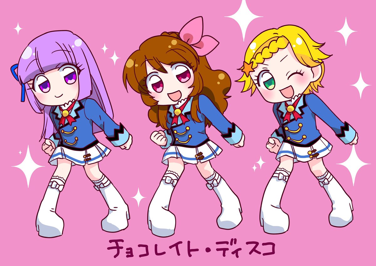 starlight academy school uniform multiple girls 3girls brown hair blonde hair smile one eye closed  illustration images