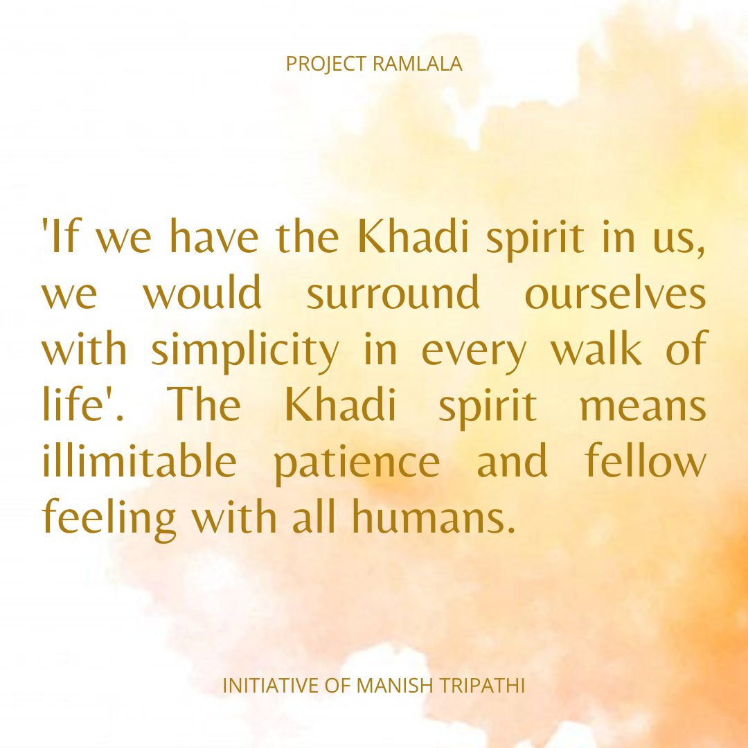 odrafoundation's tweet photo. Khadi owes its revival to the Father of the Nation - Gandhi ji who saw its potential as a material embodiment of self-reliance and self-sufficiency.

PROJECT RAMLALA 

Unveiling soon!

#projectramlala
#shehersegaontak
#thekhadiproject https://t.co/zpnJj1jYBQ