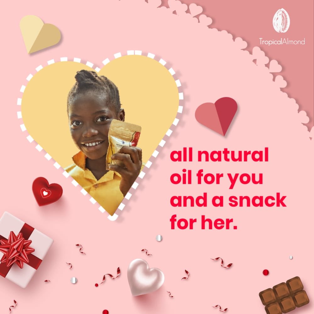 TropicalAlmond's tweet photo. Goood News!! You can buy a snack for only 4 Cedis for a kid in a rural school and also with every oil you buy we donate TWO snacks. It’s the month of Love people ❤️❤️💃💃💃 https://t.co/gjsF0tZUvT