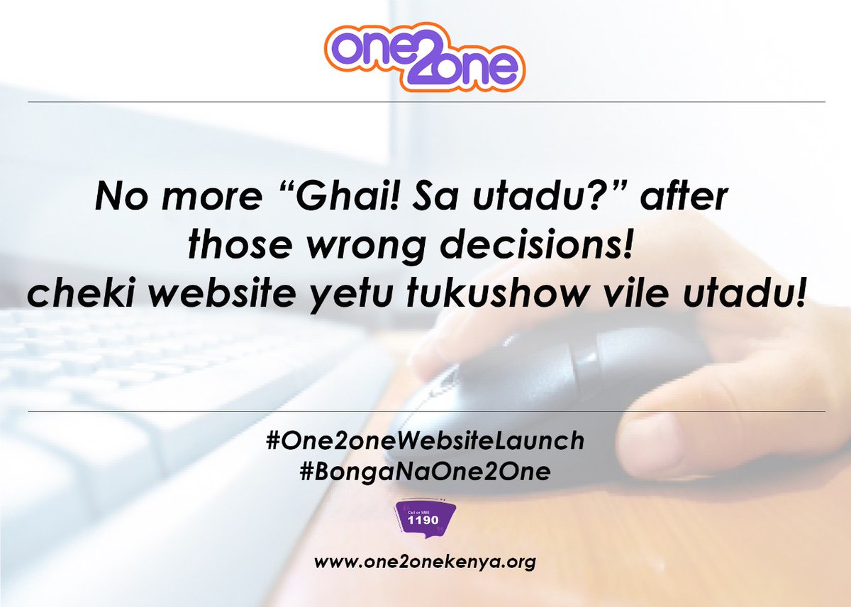 omondi_milka's tweet photo. Always have a positive solution to everything that you decide to do and that's where you reach out to us,
#One2oneWebsiteLaunch
#BongaNaOne2one
#MOH
@YACHHomabay 
@WincolyneM 
@YKisumu 
@ https://t.co/ysicpRYlJt