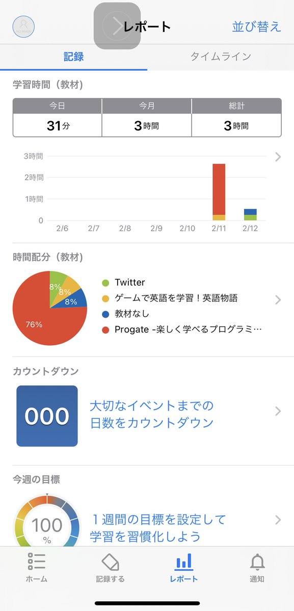 ナガタ 勉強時間管理はstudyplusというアプリでやってみます 簡単にストップウォッチやタイマーを起動できるところが良い Studyplus アプリレビュー