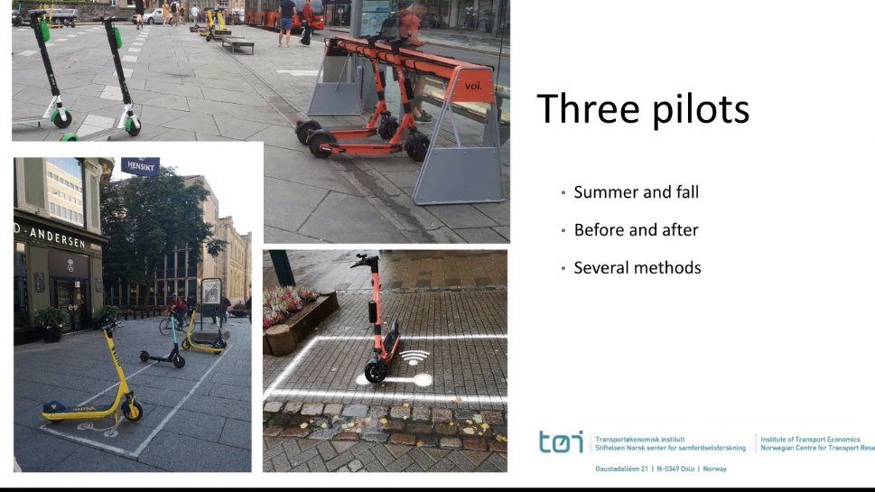 Olso is a fully free market for shared scooters.No licenses, no  rules.Study by  @TOIforsk to evaluate the efficiency of racks in Oslo and painted zones in Trondheim.