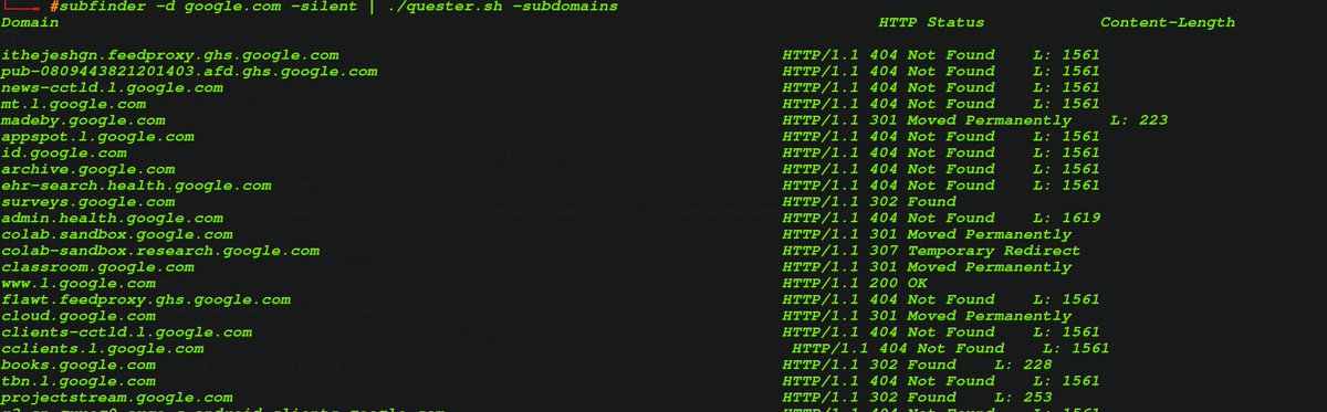 febin0x1's tweet image. Quester: A small Recon tool coded with bash. Probes the URLs/subdomains from the given input stream. Compatible with #subfinder &amp;amp; #waybackurls. #bugbounty #bugbountytips #bugbountytip #infosec #cybersecurity #recon