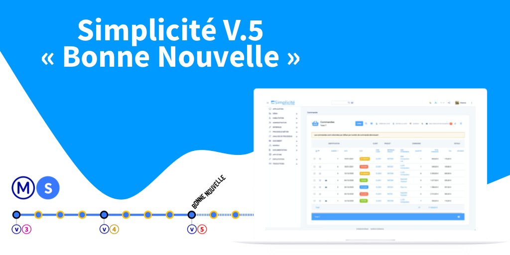 SimpliciteSoftw's tweet image. Simplicité passes the 5 🚇 !

We invite you to discover all the richness of this new major version of Simplicité. Sit down comfortably the Simplicité line makes a stop at the &quot;Bonne Nouvelle&quot; station Ⓜ️

blog.simplicite.fr/en/non-classe-…