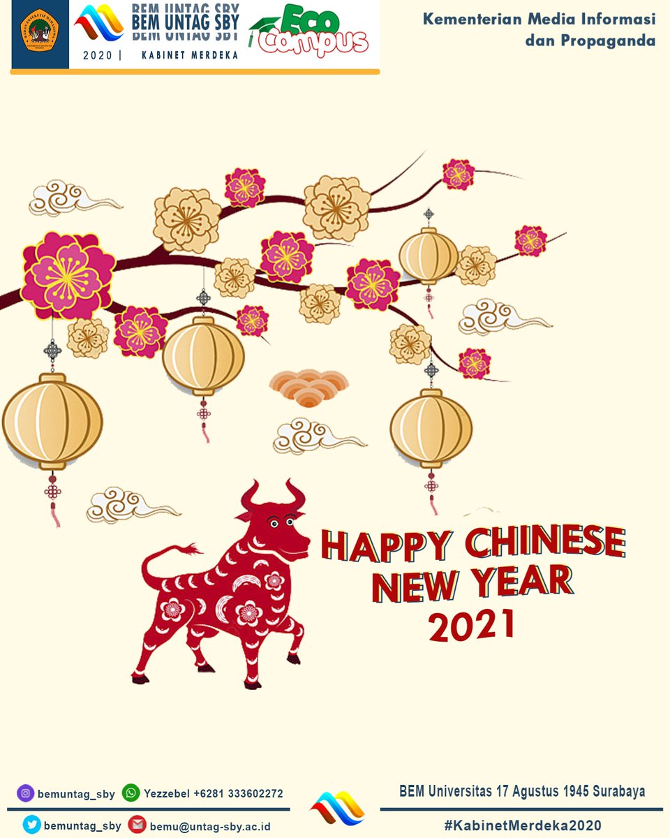 [GONG XI FA CAI]

Salam Mahasiswa ! 
_ Gong Xi Fa Cai _ 

Selamat tahun baru china
Semoga senantiasa diberikan Kesehatan, keberuntungan dan kemakmuran bagi kita semua.
__________________________
📧 bemu@untag-sby.ac.id 
🕊 <a href="/bemuntag_sby/">BEM Universitas 17 Agustus 1945 SURABAYA</a>
__________________________
#BEMUNTAG2020
