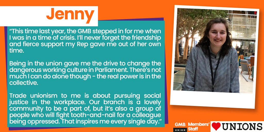 Branch chair  @jenny_symmons is grateful for the Union supporting her when she needed it most."Our branch is a lovely community, but it's also a group of people who will fight tooth-and-nail for a colleague being oppressed." #HeartUnionsWeek 