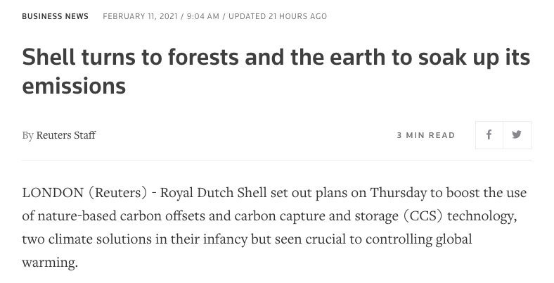 Fine, but who is going to plant all those trees? Well... Shell says it will plant some of them.Only yesterday Shell said forests were a key part of its net-zero strategy.Not everyone is convinced though https://twitter.com/FuelOnTheFire/status/1360163385002835968?s=20