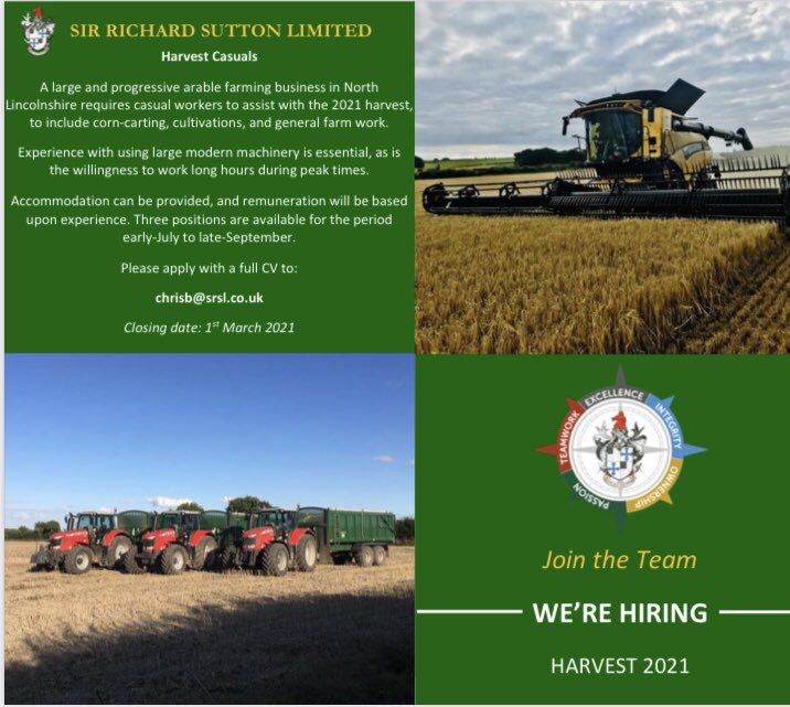 BaylisChris's tweet photo. Come and join the team for harvest 2021 ! @NFUtweets @LEAF_Farming @LincsWoldsAONB #PleaseRT https://t.co/oC3VEEM14Y