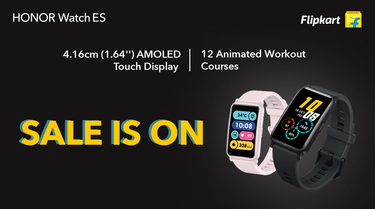 🌟AMOLED touch display 🙌Animated workout courses ⚡Fast Charge When go-getters get going #HONORWatchES #WatchMeGo Now available on @Flipkart - bit.ly/2LPzQSI