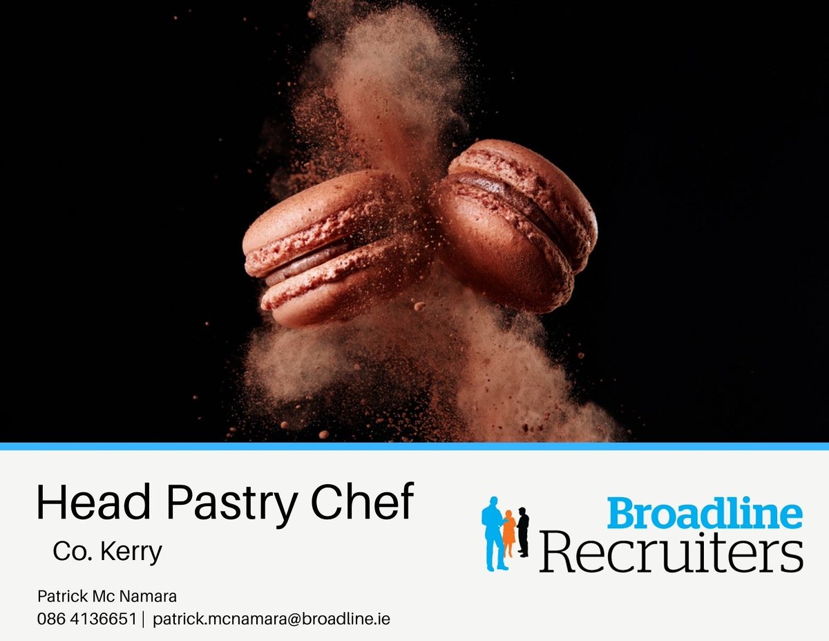 Exciting role for a pastry chef coming from a fine dining, rosette or Michelin background. Contact me to discuss. #pastrychef #headpastrychef #kerry #rosette #finedining