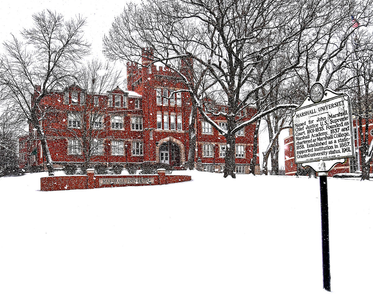 marshallu's tweet photo. MUALERT: Due to electrical outages and secondary road conditions, Marshall University is closed today, Friday, Feb. 12.
All in-person and virtual/online classes are canceled, and offices are closed. 
Read more at https://t.co/N4TWZUruyO. 
#MUAlert #MarshallUFamily https://t.co/SlPeQHbiZX