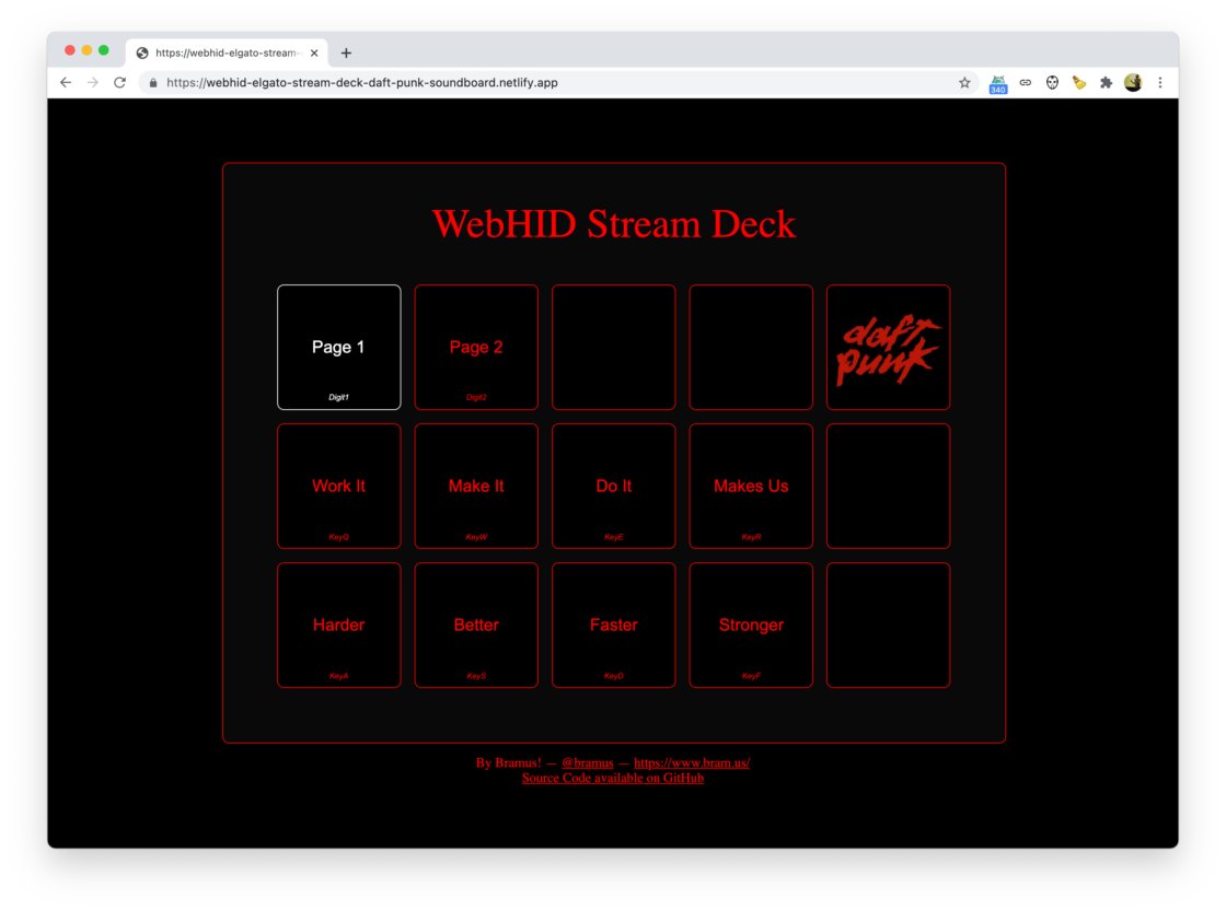 Bram.us on Twitter: "WebHID Demo: Elgato Stream Deck Daft Punk Soundboard  🔗 https://t.co/gAGSs8VcU8 🏷 #DaftPunk #StreamDeck #webhid  https://t.co/U6sNIpFySX" / Twitter