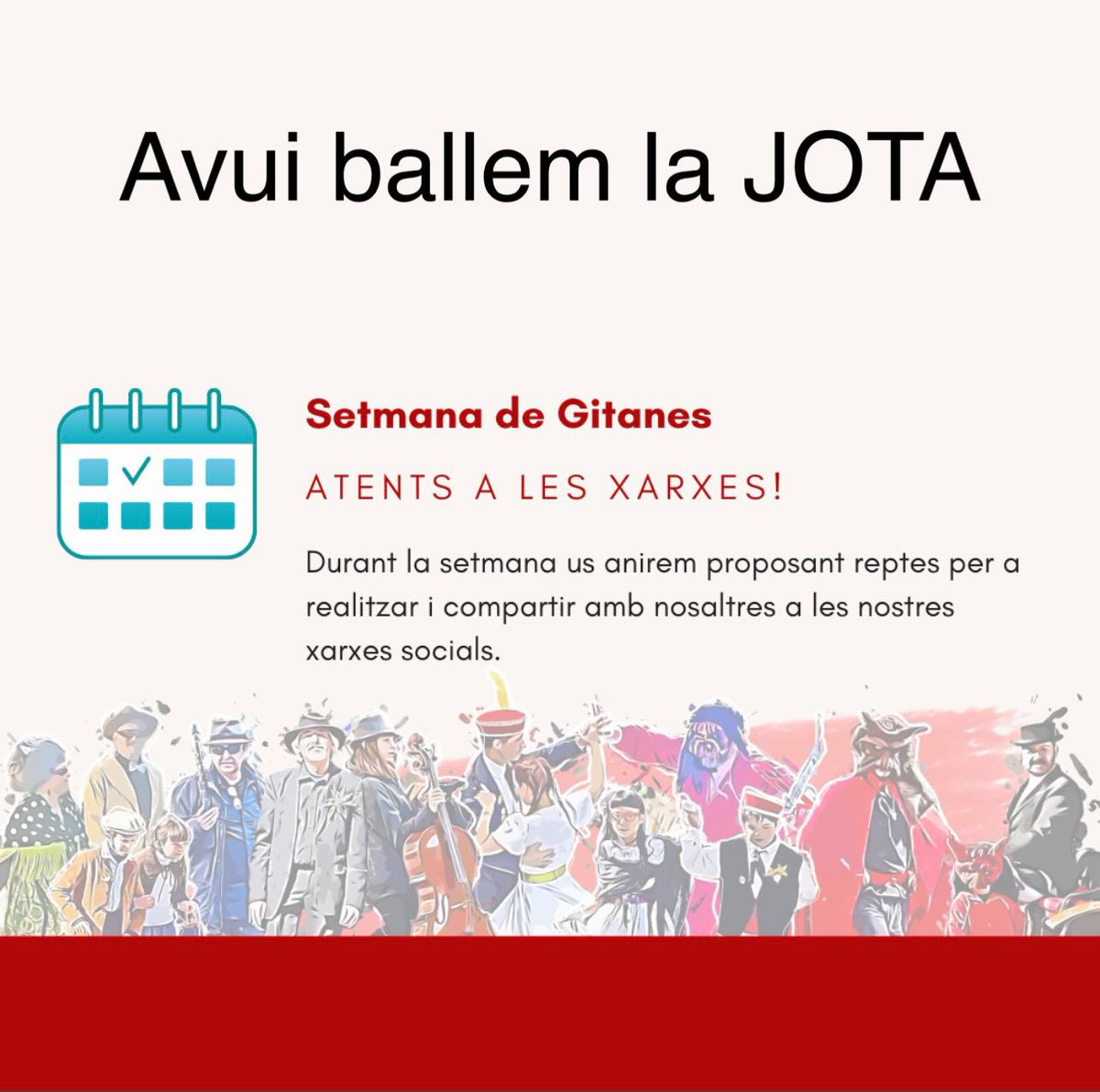 gitanesstceloni's tweet photo. ➡ Avui ballem la JOTA❗

🔹Visiteu 🔗 https://t.co/DCs6MLXBJ9

🔹Repasseu I graveu-vos ballant 🎥💃

🔹Pengeu el vostre vídeo I etiqueteu-nos 🏷#gitanesvirtuals #gitanessantceloni2021

#colladelferro #ferro #polca #gitsnesstceloni #filferro @ajsantceloni https://t.co/sOWhxm1b8H https://t.co/liNlbNDtix