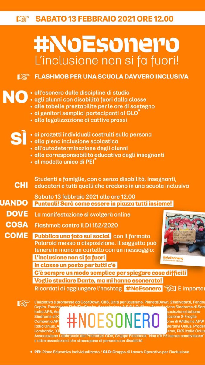 🟠 #fightthestroke domani alle h12 scendera’ in una piazza virtuale per    difendere i diritti di 250.000 alunni con disabilita’ in Italia. E tu cosa aspetti ad attivarti? La battaglia per una societa’ inclusiva riguarda anche te #noesonero 🟠
