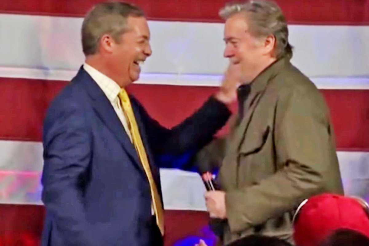 Farage is a longtime associate of Trump’s former advisor & dangerous far-right fruitcake Steve Bannon.The day article 50 was triggered, Farage thanked Bannon & Breitbart, stating “Well done Bannon, well done Breitbart, you’ve helped with this hugely”.