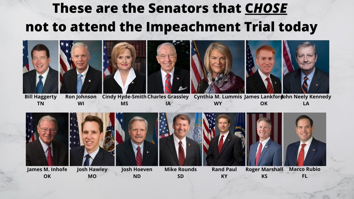 The Senators who violated their oaths yesterday. The usual suspects.