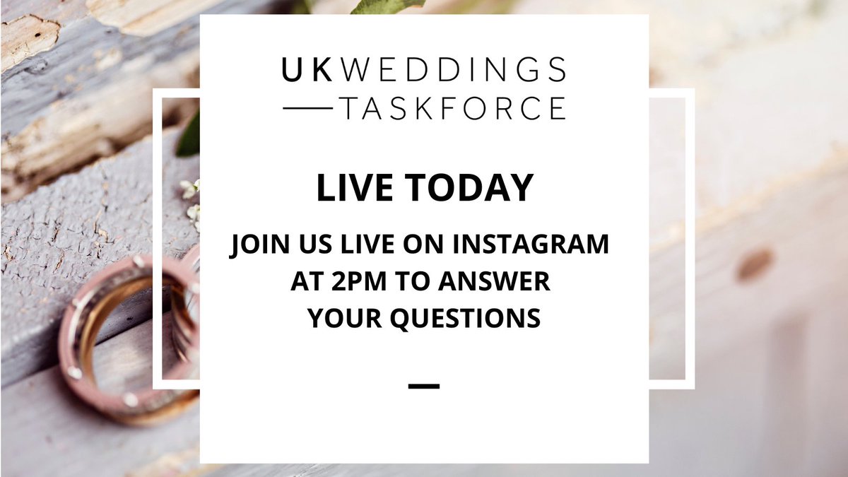 We have a live Q&amp;A at 2pm today over on Instagram. All welcome! #UKWeddings